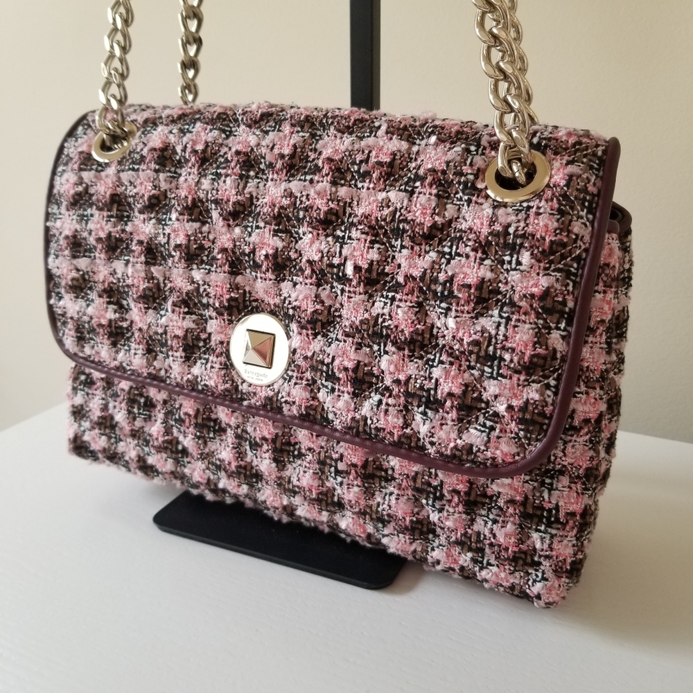 Kate Spade Natalia Tweed Flap Shoulder Bag Crossbody